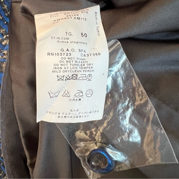 Armani Collezioni Textured Tweed Evening Blazer Jacket Blue Black 14 Cocktail - Picture 5 of 5